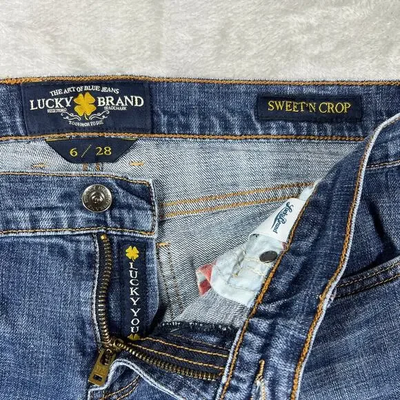 Lucky Brand Sweet N Crop Jeans Women’s 6 28 Mid Rise Straight Boho Indie - Picture 2 of 6